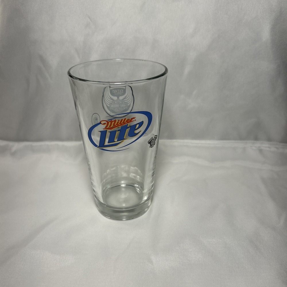 Miller Lite Beer Glass Harley Davidson 2008 Ride Straight Ride‎ Safe